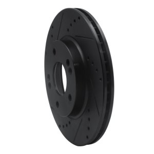 Hyundai Ioniq Brake Rotor (1) - Front Left - R1 Concepts - Drilled & Slotted - Black - `17-`22